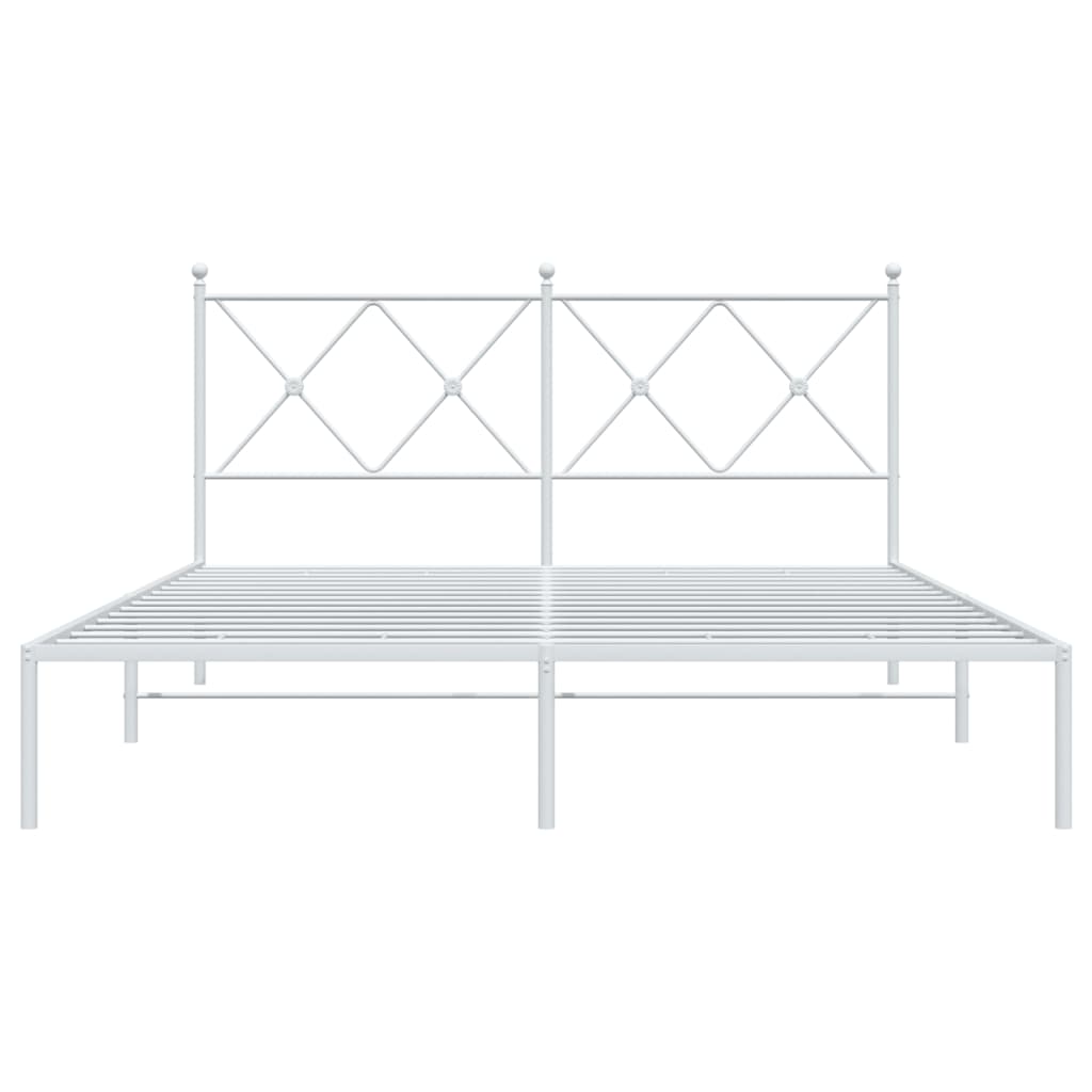 Metal Bed Frame without Mattress with Headboard White 150x200 cm