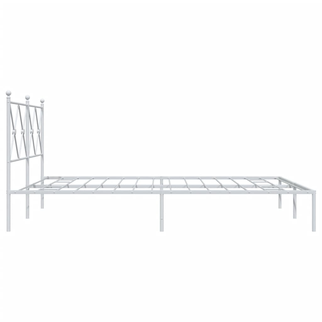 Metal Bed Frame without Mattress with Headboard White 150x200 cm