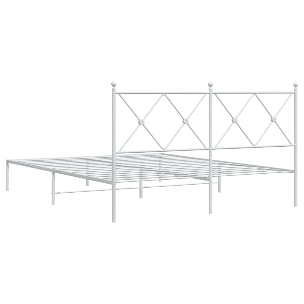 Metal Bed Frame without Mattress with Headboard White 150x200 cm