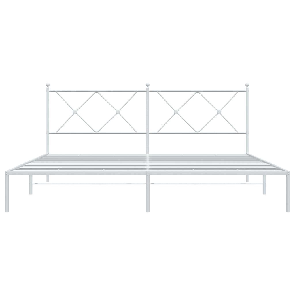 Metal Bed Frame without Mattress with Headboard White 183x203 cm King