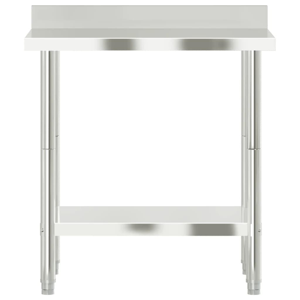 Kitchen Work Table with Backsplash 82.5x55x93 cm Stainless Steel