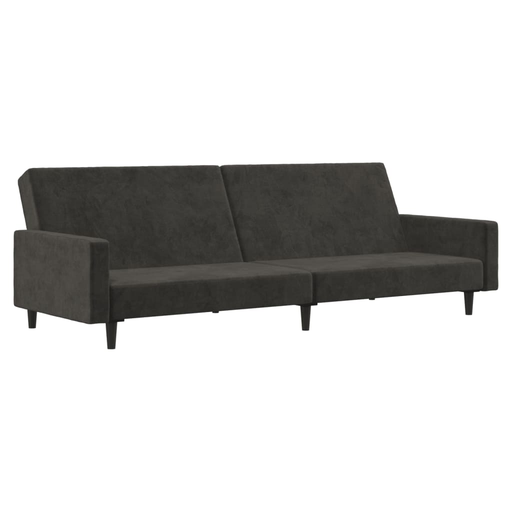 2-Seater Sofa Bed Dark Grey Velvet