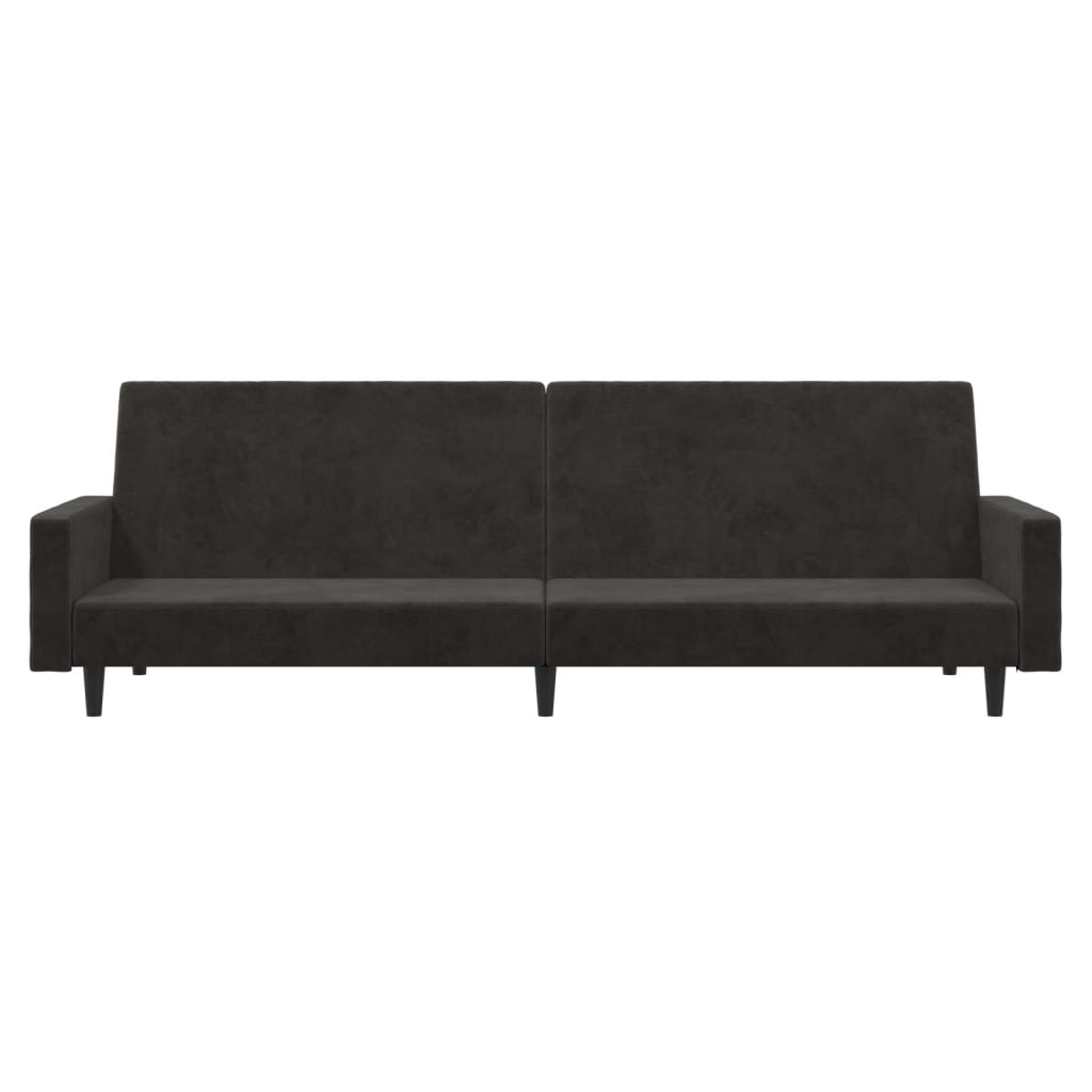 2-Seater Sofa Bed Dark Grey Velvet