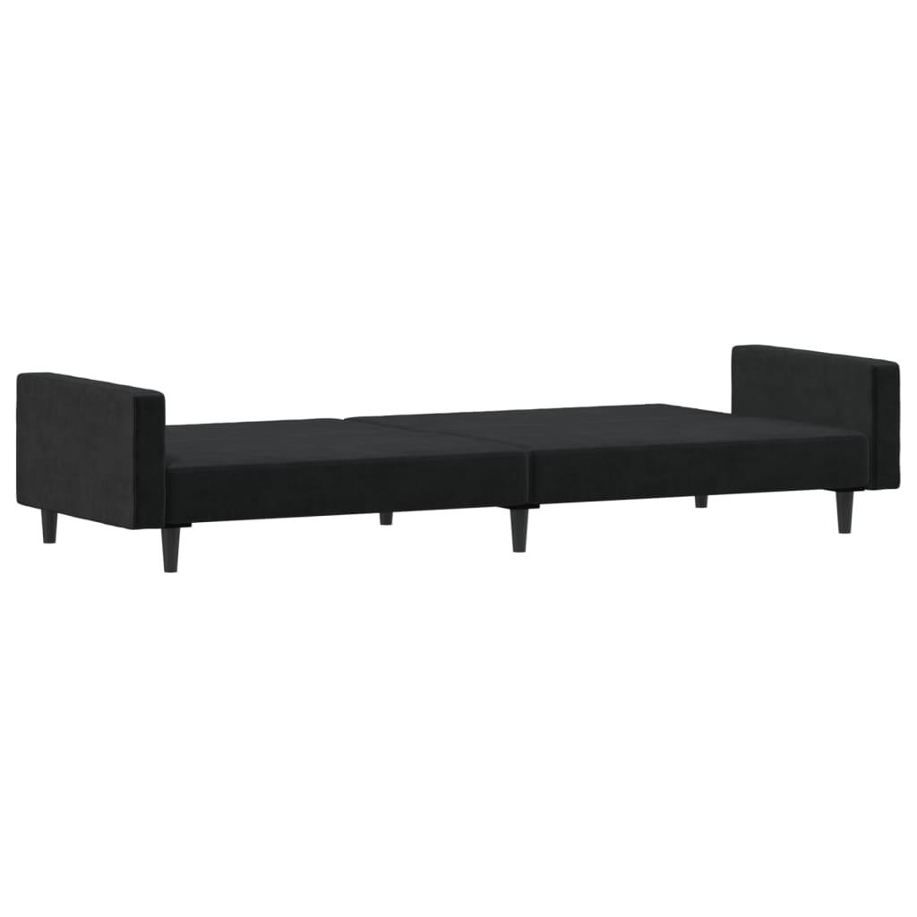 2-Seater Sofa Bed Black Velvet
