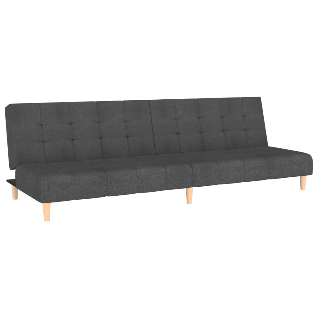 2-Seater Sofa Bed Dark Grey Fabric