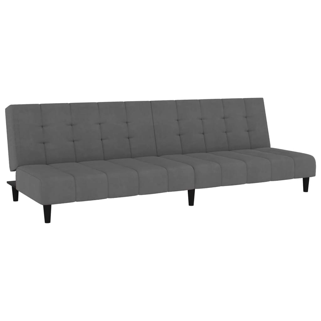 2-Seater Sofa Bed Dark Grey Velvet