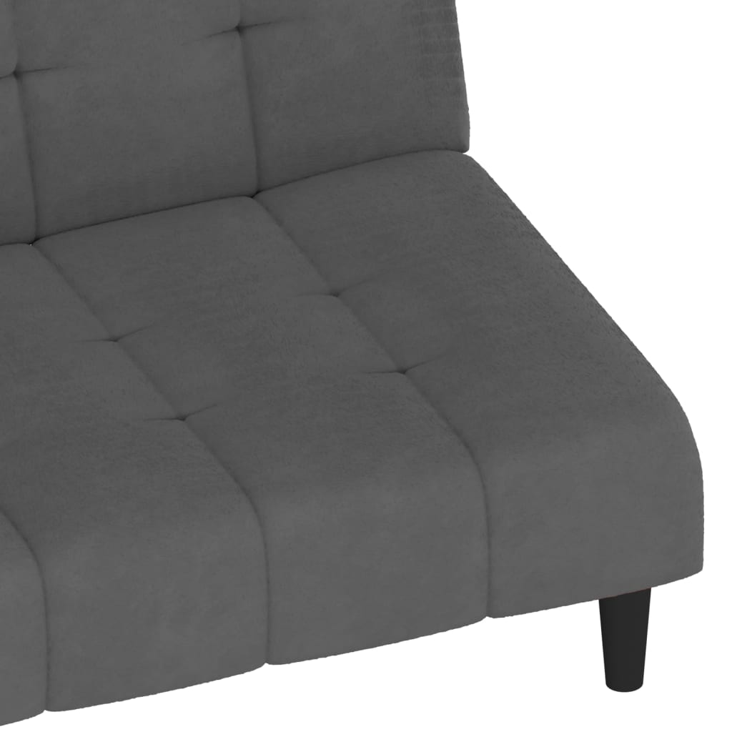 2-Seater Sofa Bed Dark Grey Velvet