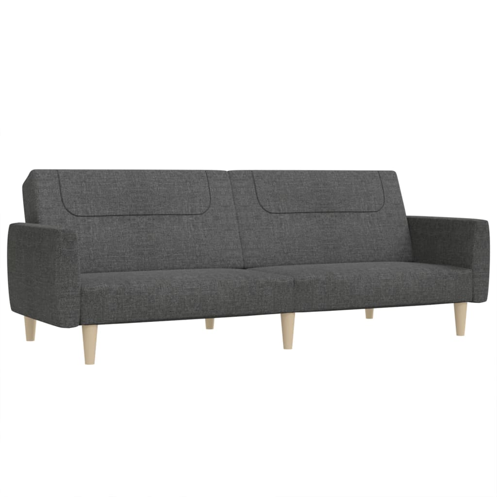 2-Seater Sofa Bed Dark Grey Fabric