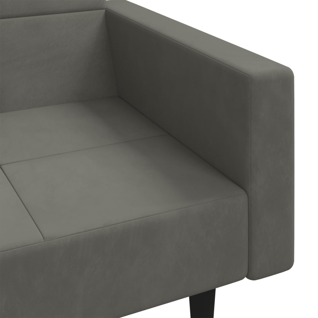 2-Seater Sofa Bed with Two Pillows Dark Grey Velvet