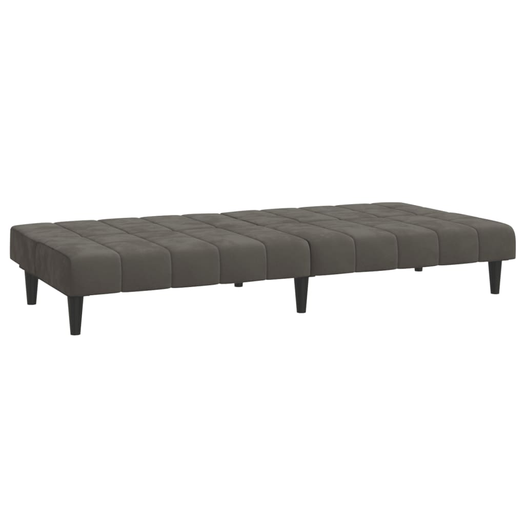 2-Seater Sofa Bed Dark Grey Velvet