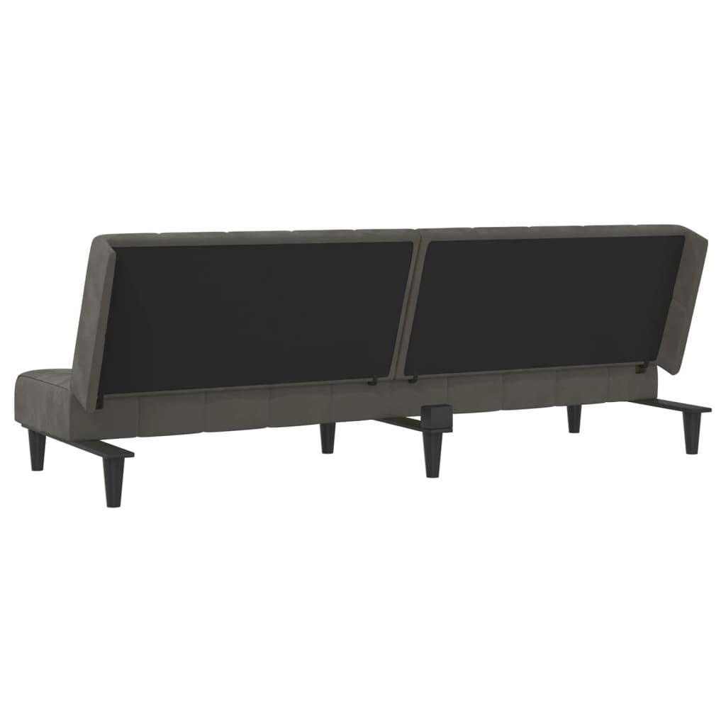 2-Seater Sofa Bed Dark Grey Velvet