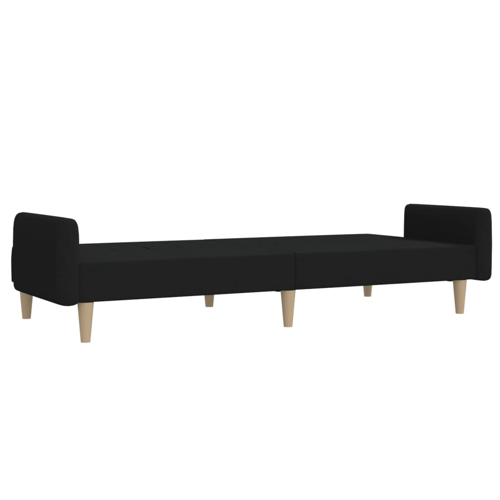 2-Seater Sofa Bed Black Fabric