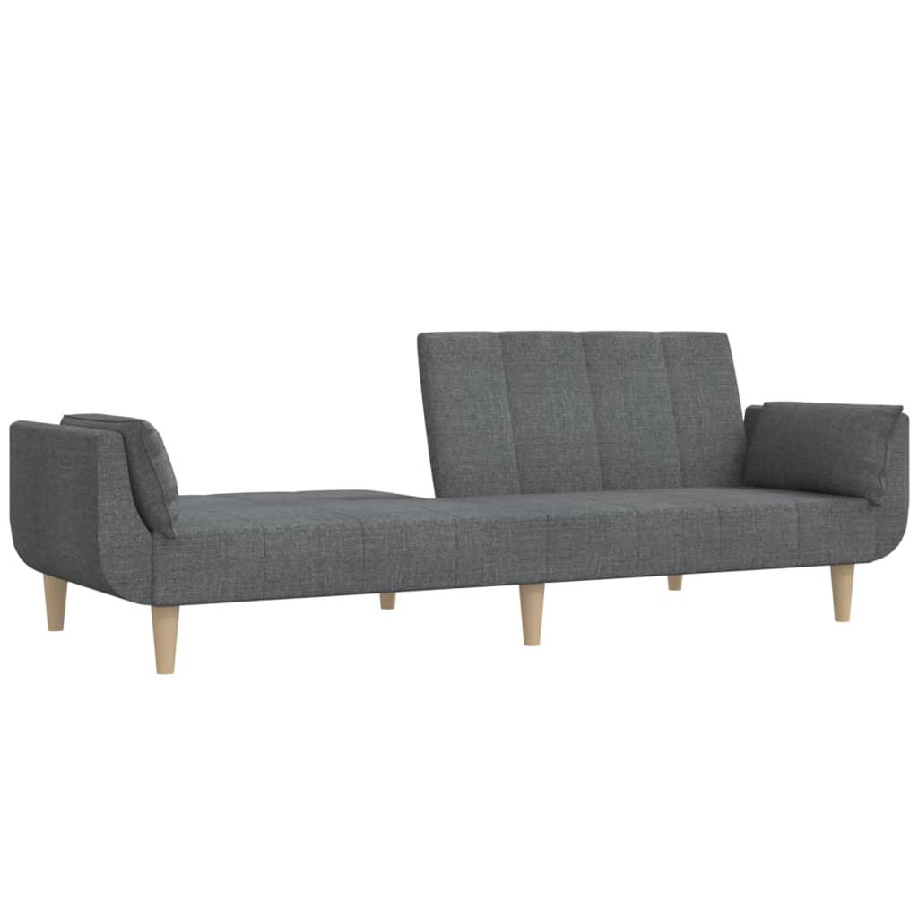 2-Seater Sofa Bed with Two Pillows Light Grey Fabric