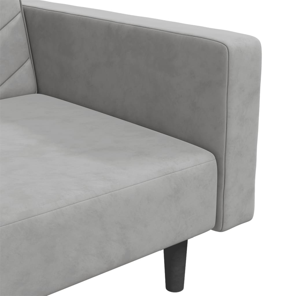 2-Seater Sofa Bed with Two Pillows Light Grey Velvet