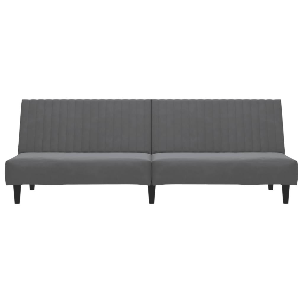 2-Seater Sofa Bed Dark Grey Velvet