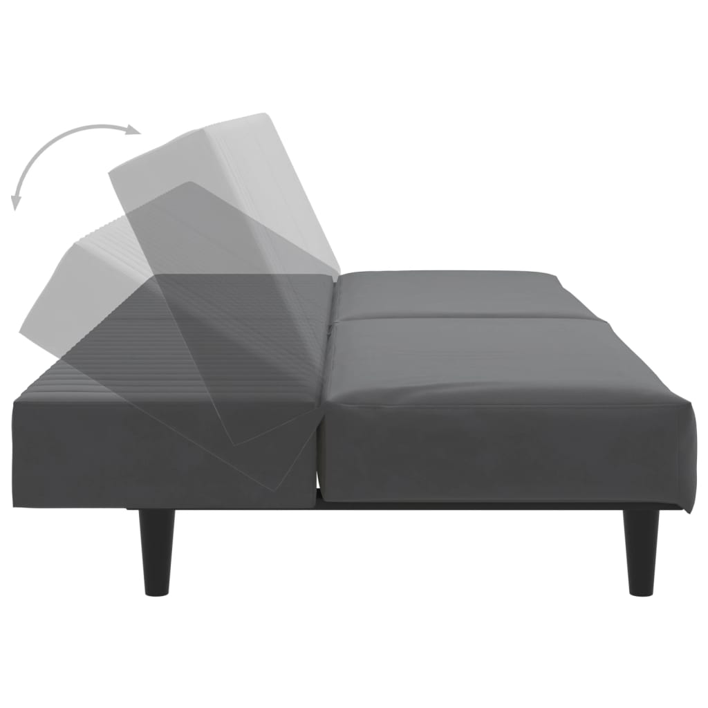 2-Seater Sofa Bed Dark Grey Velvet