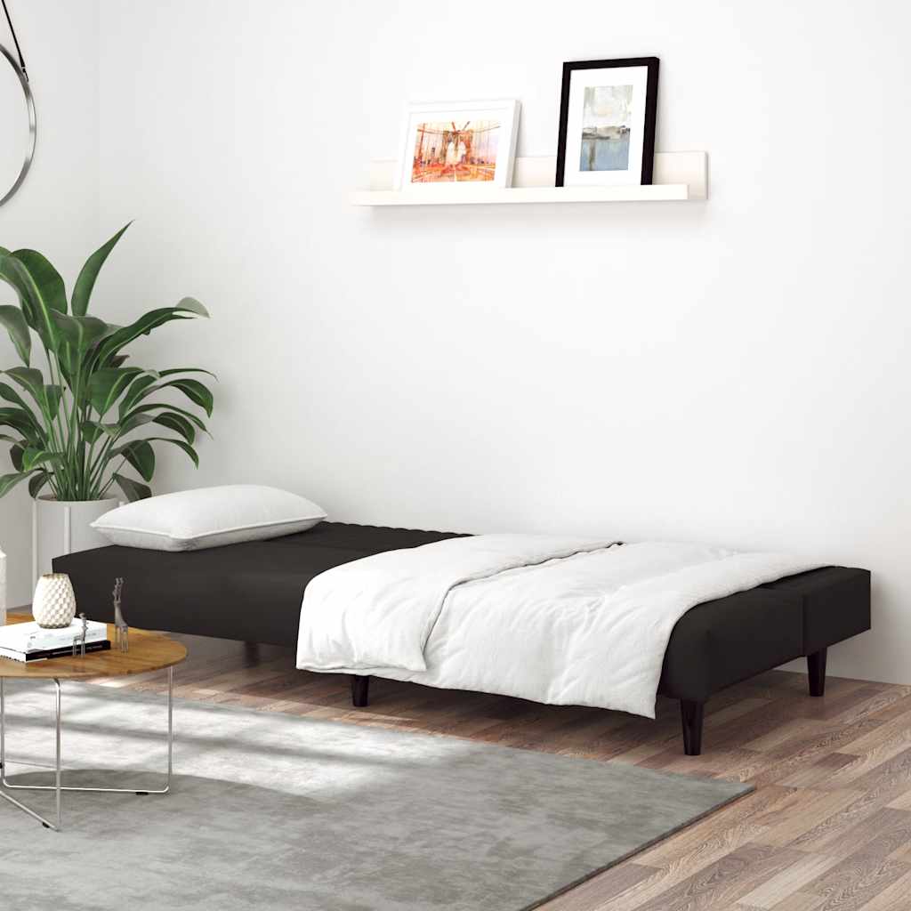 2-Seater Sofa Bed Black Velvet