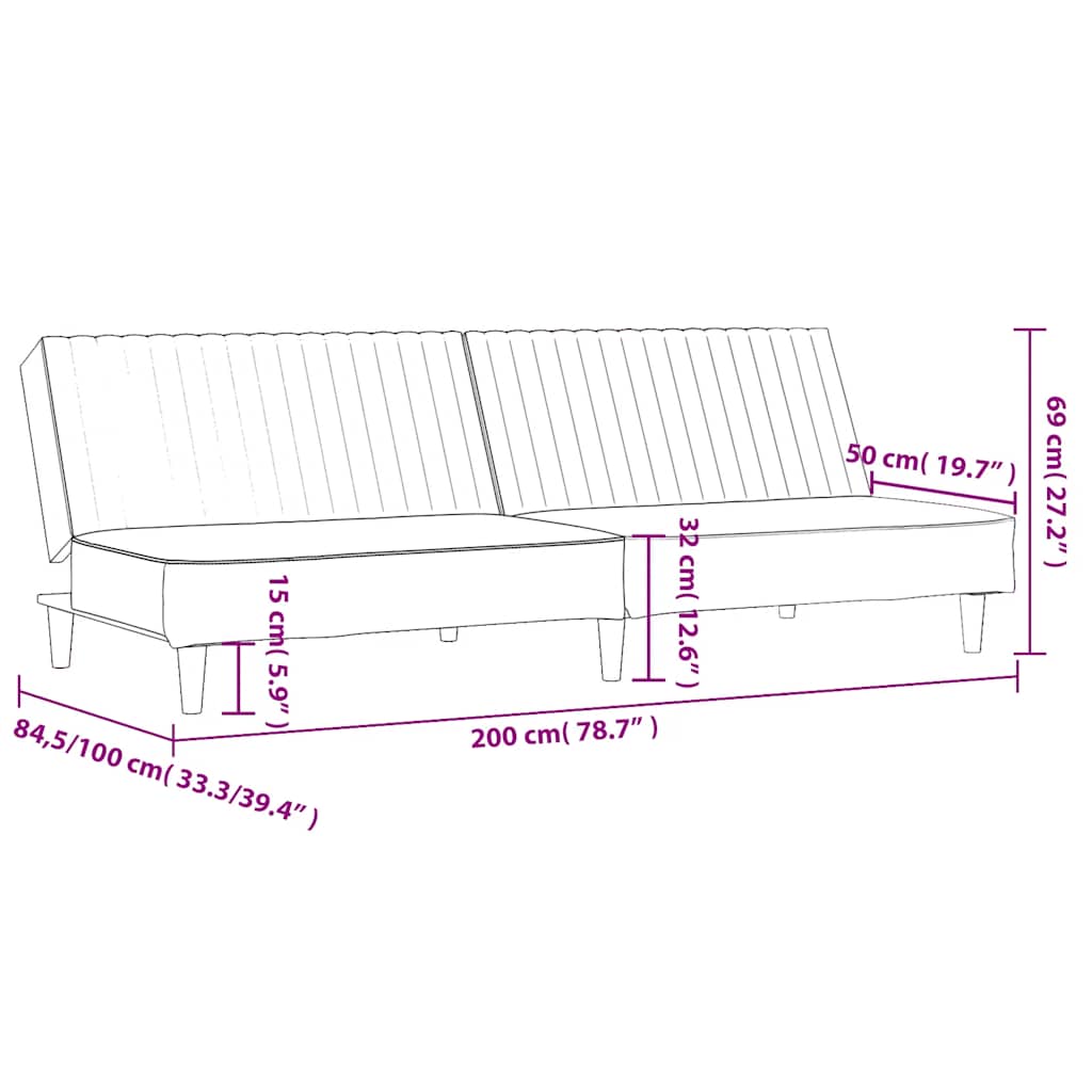 2-Seater Sofa Bed Black Velvet