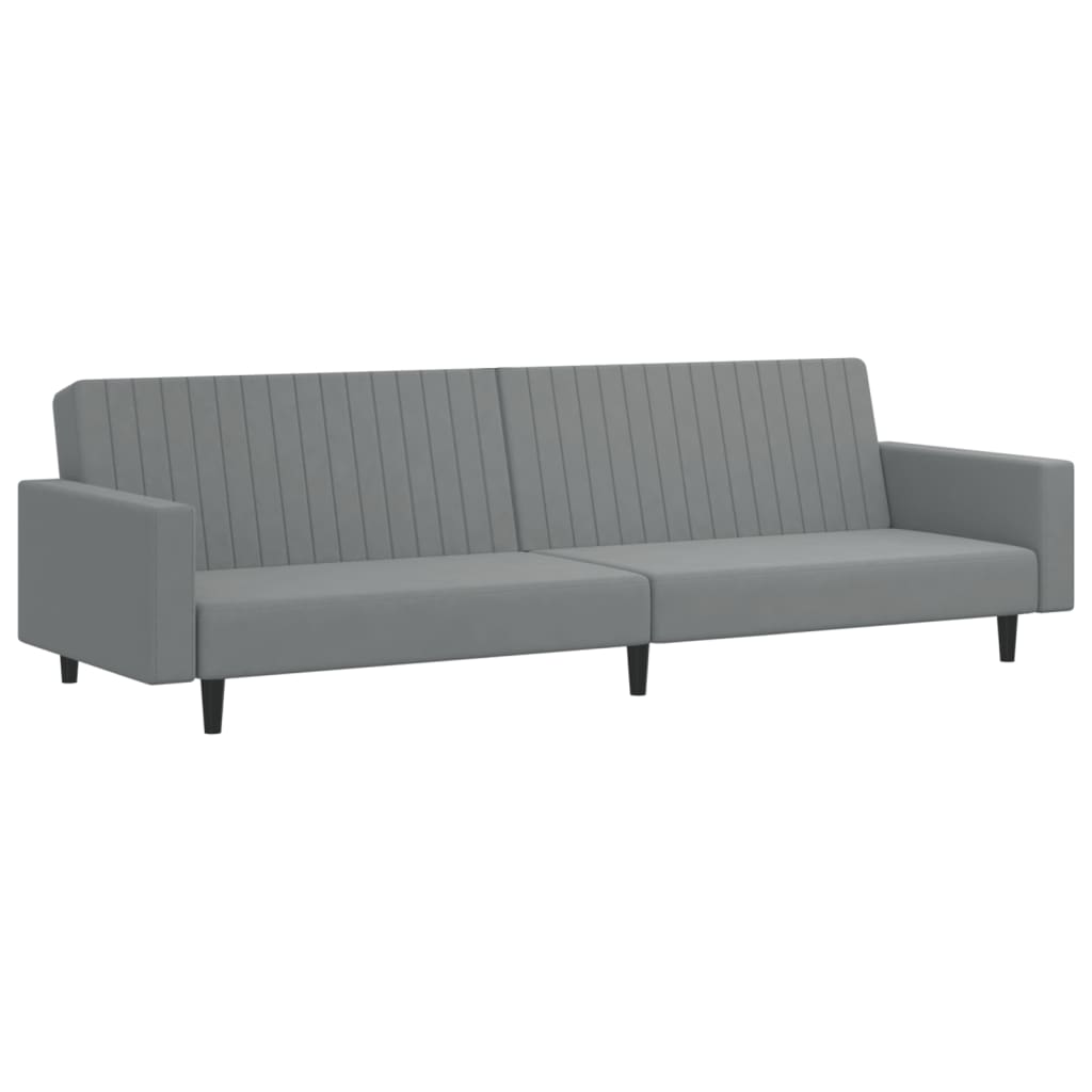 2-Seater Sofa Bed Light Grey Velvet