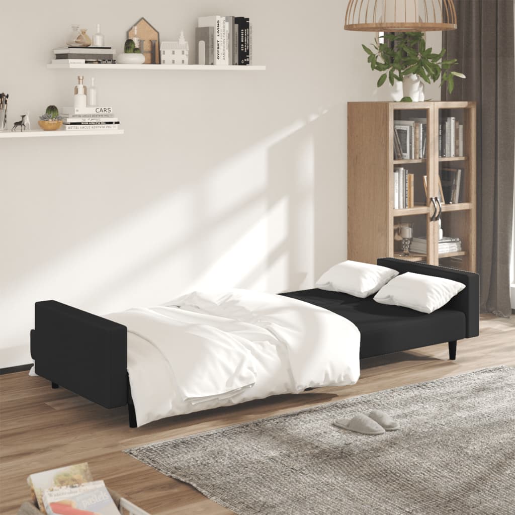 2-Seater Sofa Bed Black Velvet