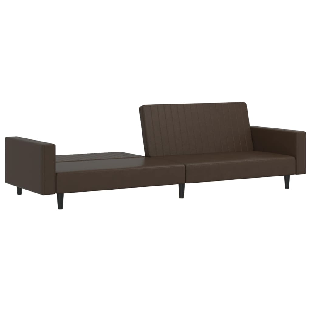 2-Seater Sofa Bed Brown Faux Leather