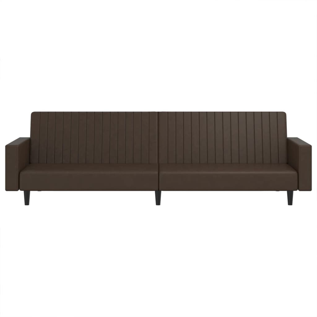 2-Seater Sofa Bed Brown Faux Leather