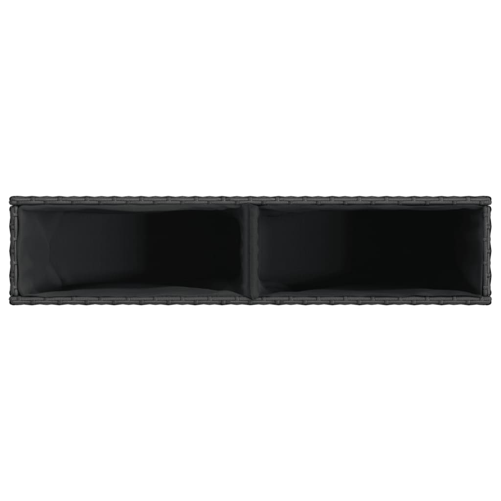 Garden Planter with 2 Pots Black 90x20x40 cm Poly Rattan