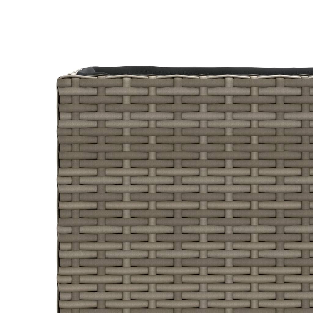 Garden Planter with 2 Pots Grey 90x20x40 cm Poly Rattan
