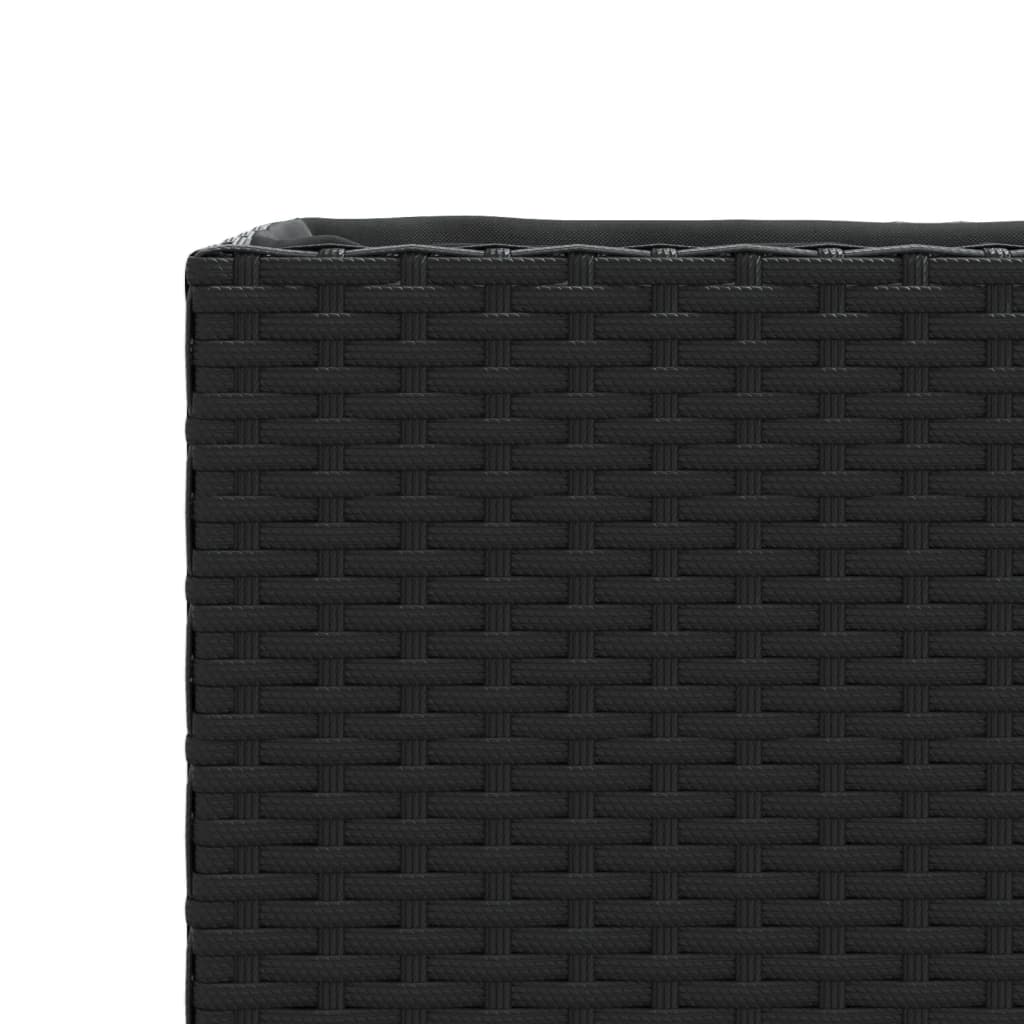 Garden Planter with 3 Pots Black 105x30x32 cm Poly Rattan