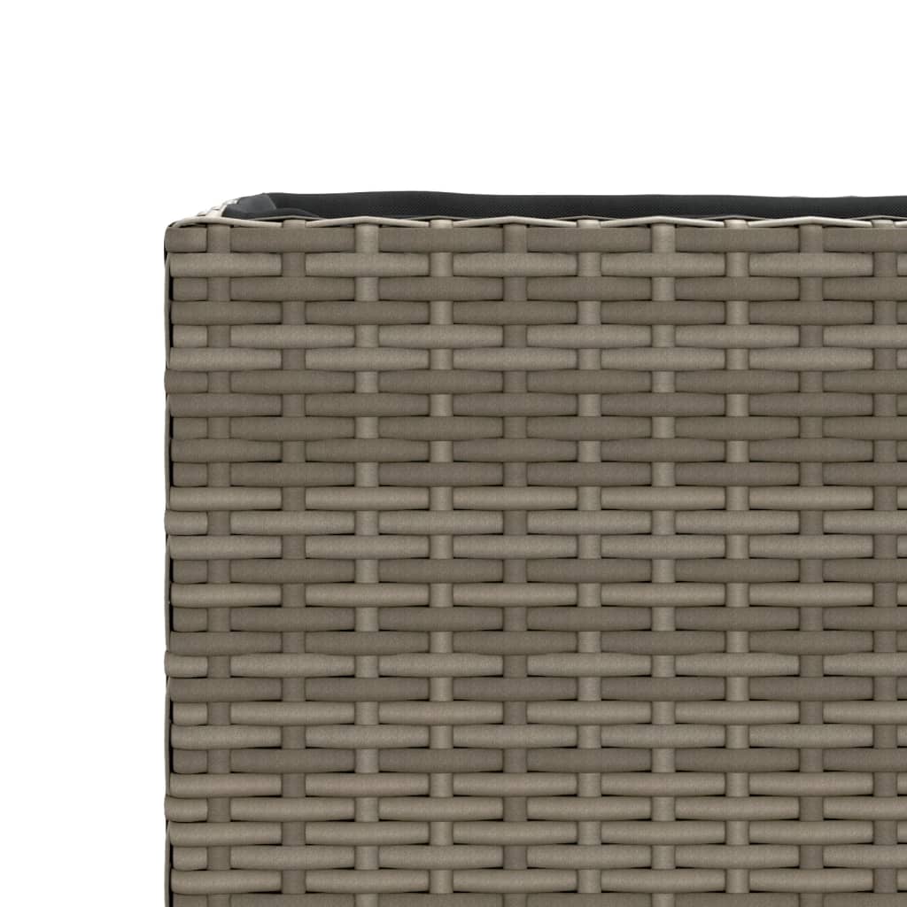 Garden Planter with Wheels and 3 Pots Grey 107x32x38 cm Poly Rattan