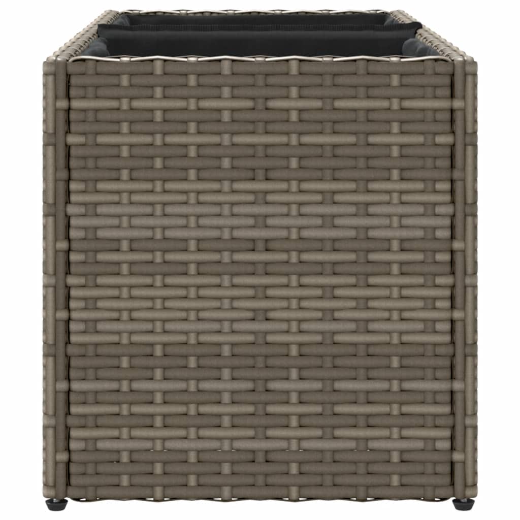 Garden Planter with 2 Pots Grey 72x30x32 cm Poly Rattan