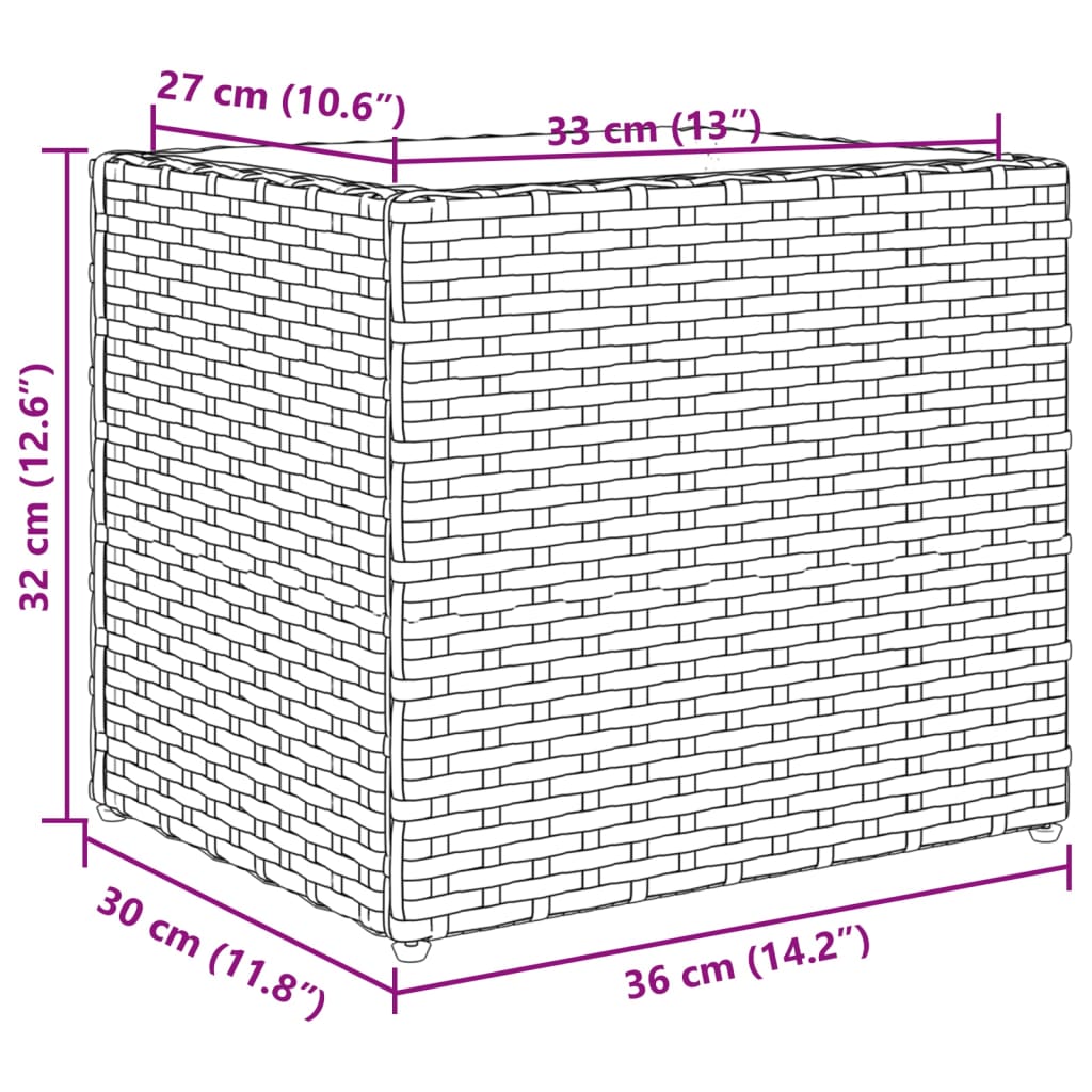 Garden Planter Black 36x30x32 cm Poly Rattan