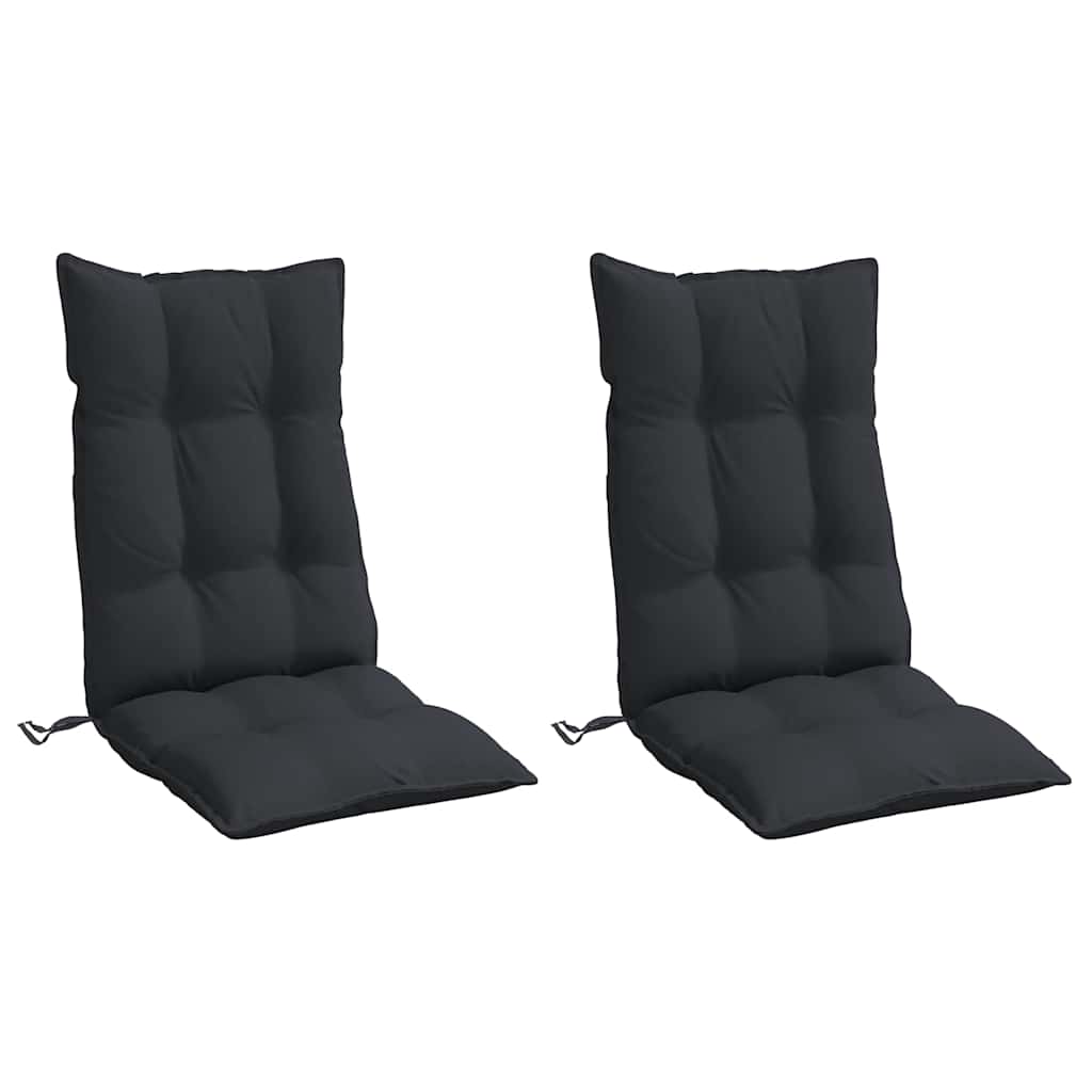 Highback Chair Cushions 2 pcs Black Oxford Fabric
