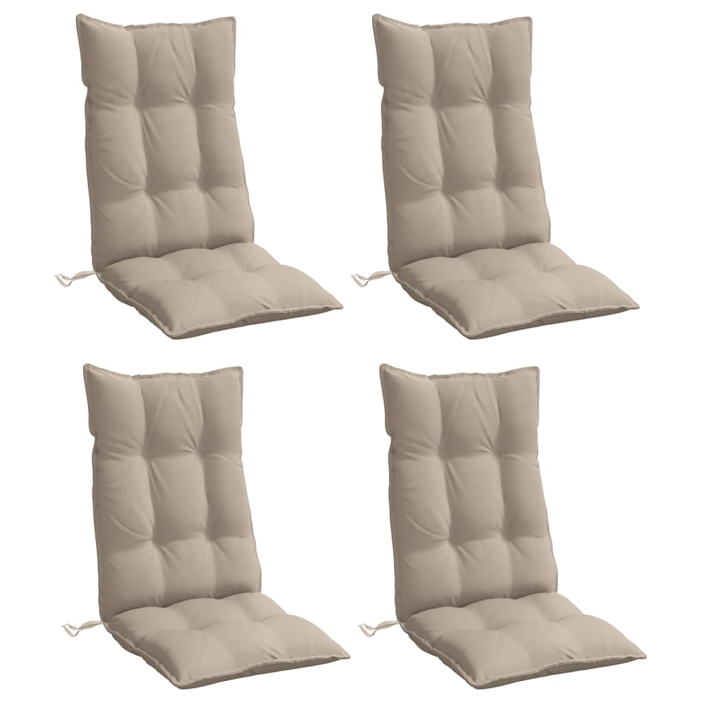 Highback Chair Cushions 4 pcs Taupe Oxford Fabric