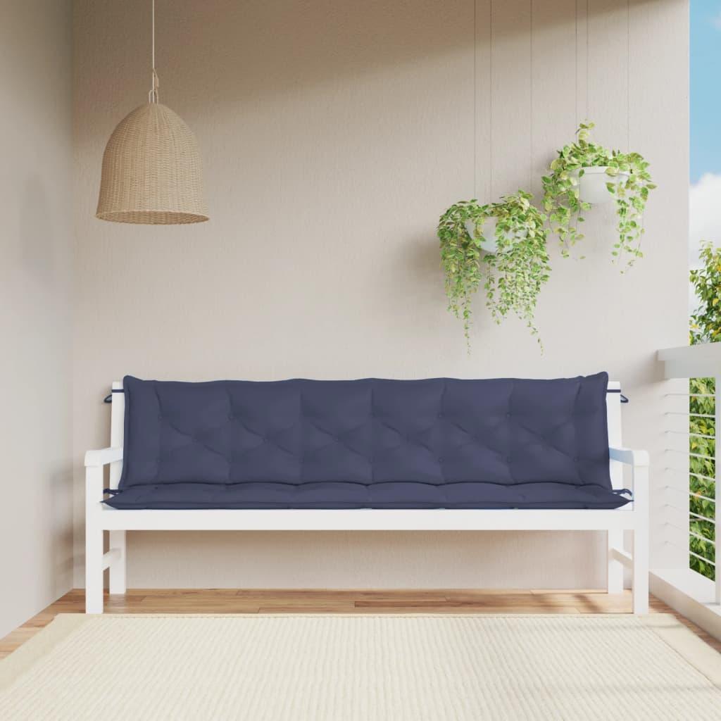 Garden Bench Cushions 2 pcs Navy Blue 200x50x7 cm Oxford Fabric