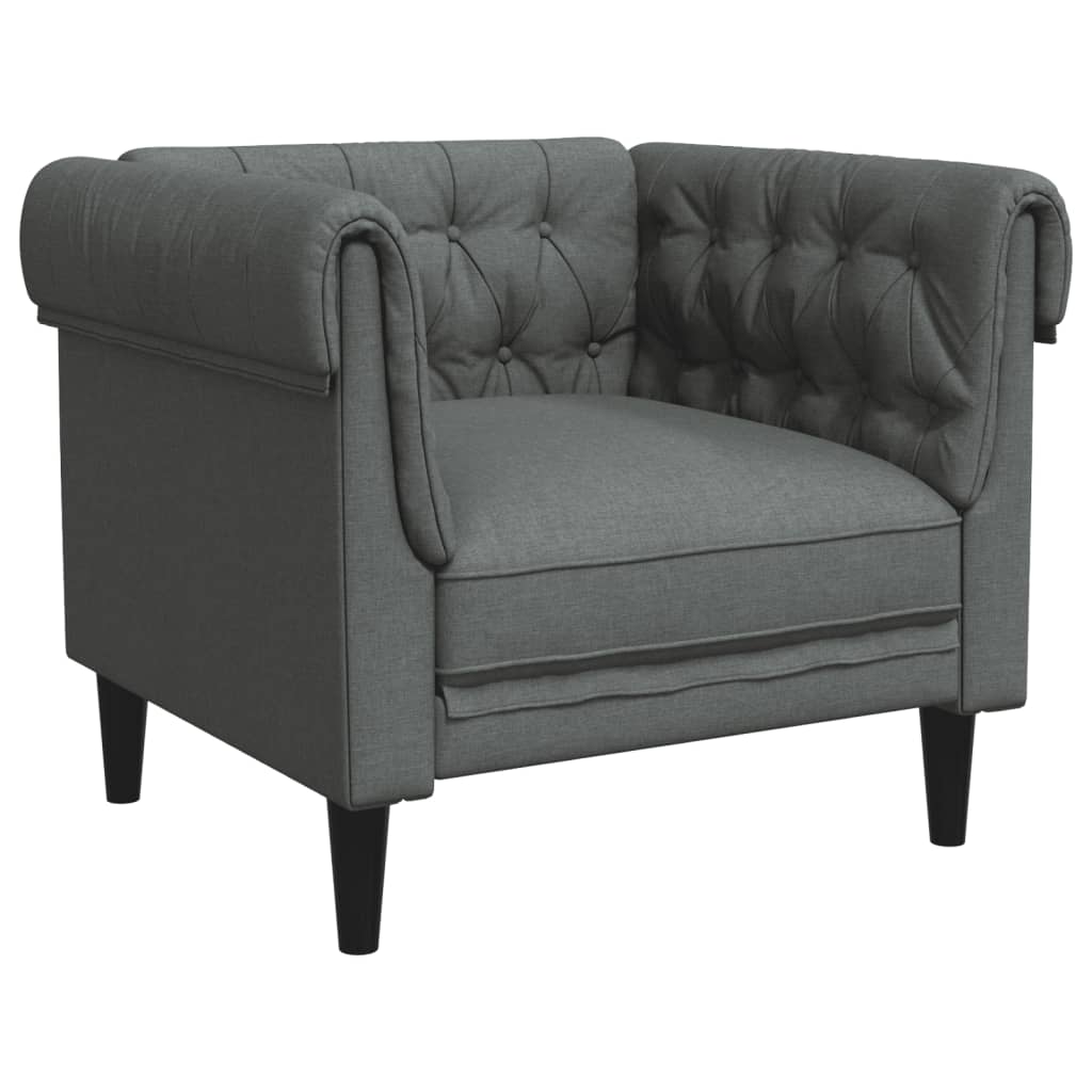 Chesterfield Sofa Chair Dark Grey Fabric