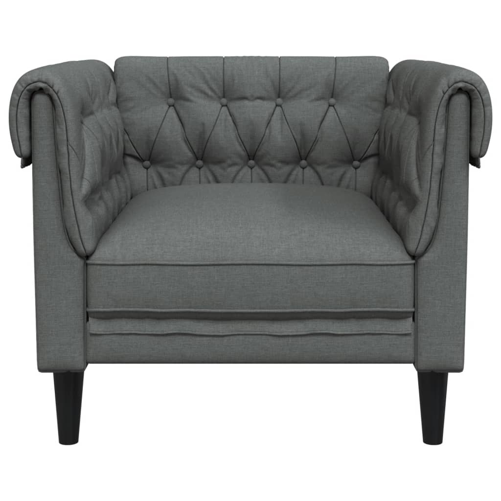 Chesterfield Sofa Chair Dark Grey Fabric