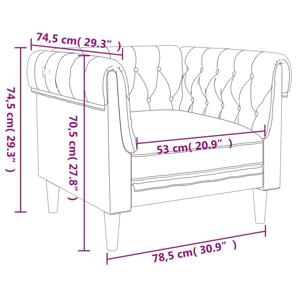 Chesterfield Sofa Chair Dark Grey Fabric