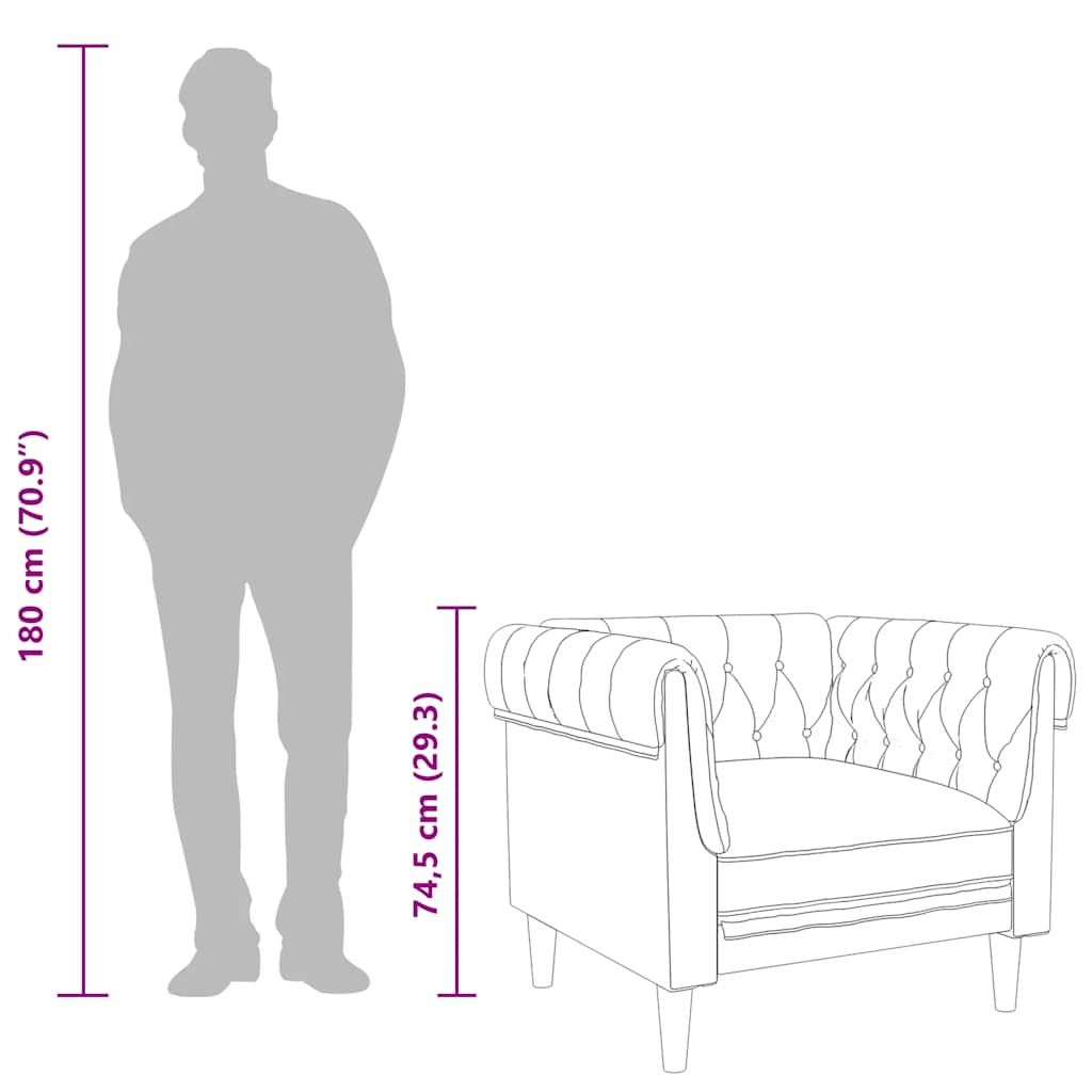 Chesterfield Sofa Chair Dark Grey Fabric