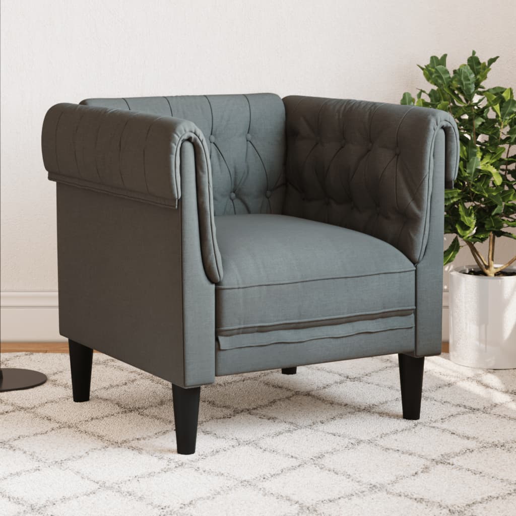 Chesterfield Sofa Chair Dark Grey Fabric