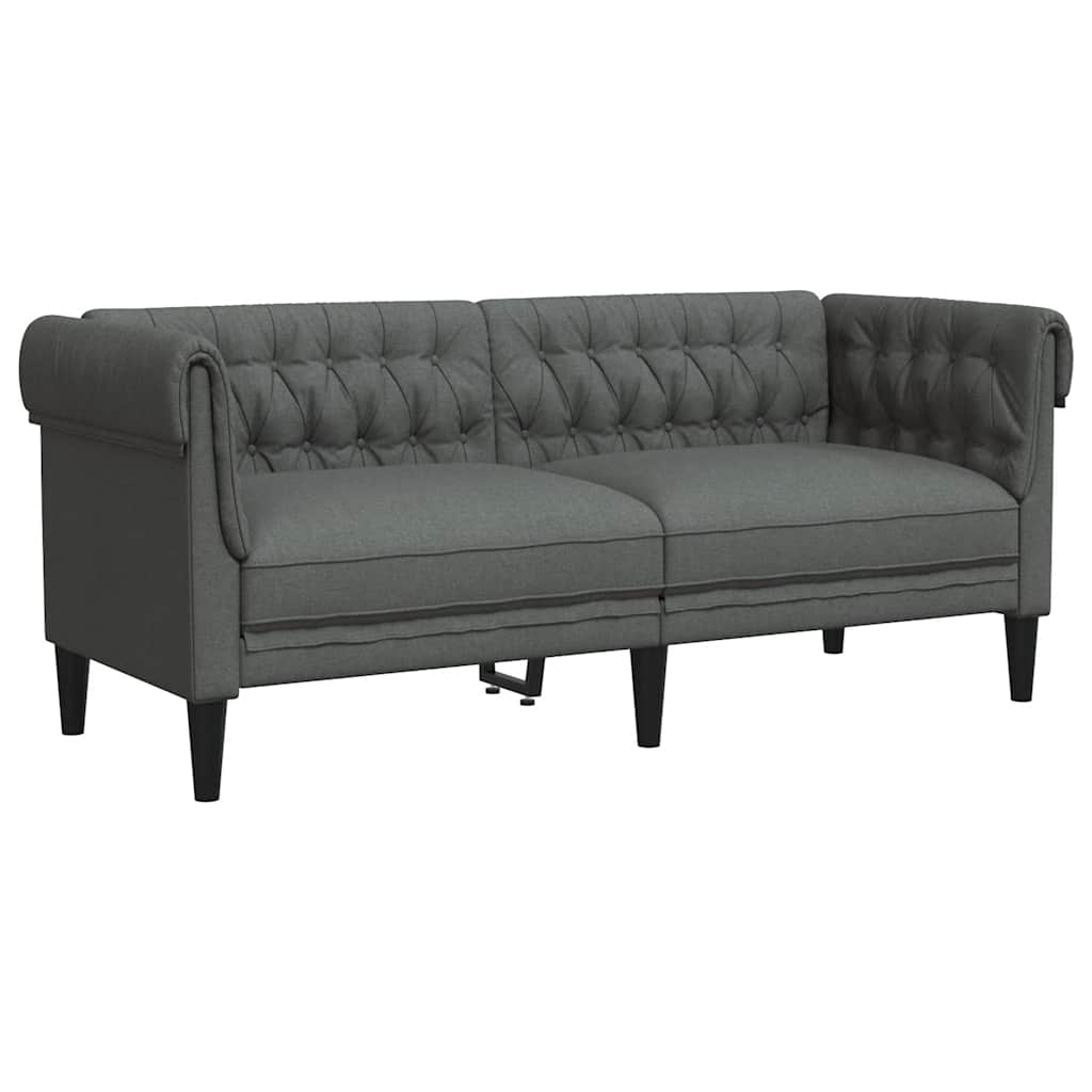 Chesterfield Sofa 2-Seater Dark Grey Fabric