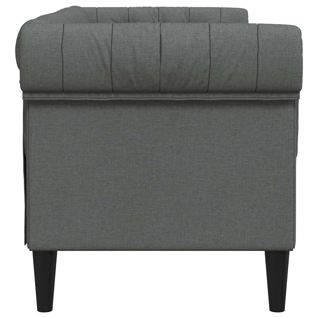 Chesterfield Sofa 2-Seater Dark Grey Fabric