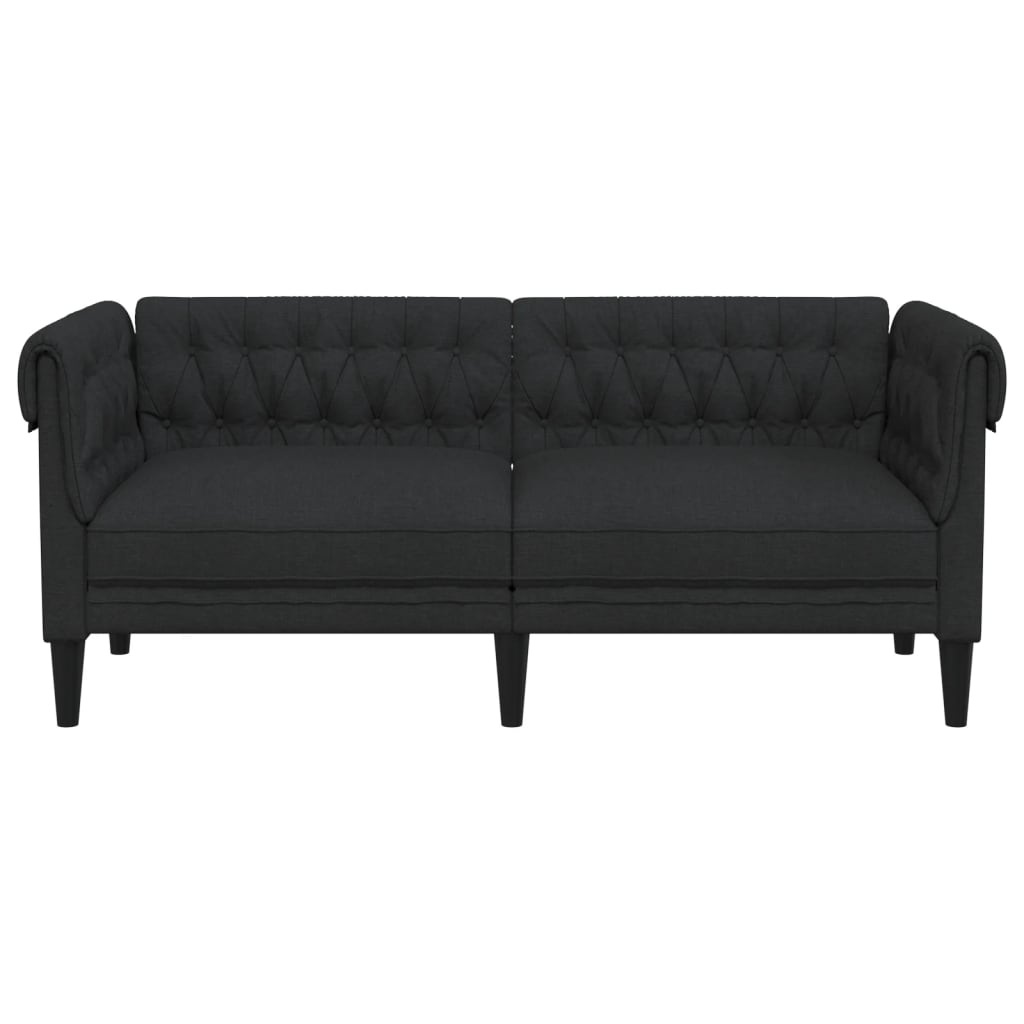 Chesterfield Sofa 2-Seater Black Fabric