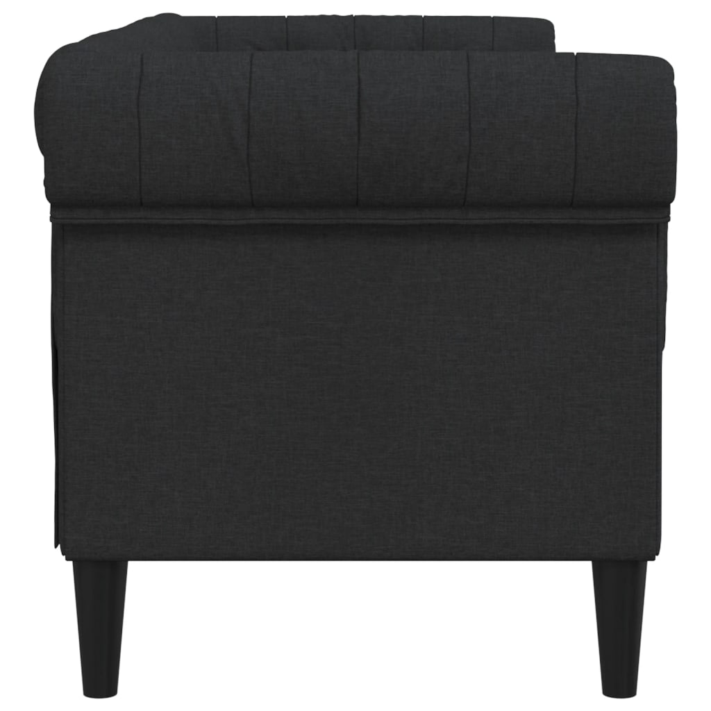 Chesterfield Sofa 2-Seater Black Fabric