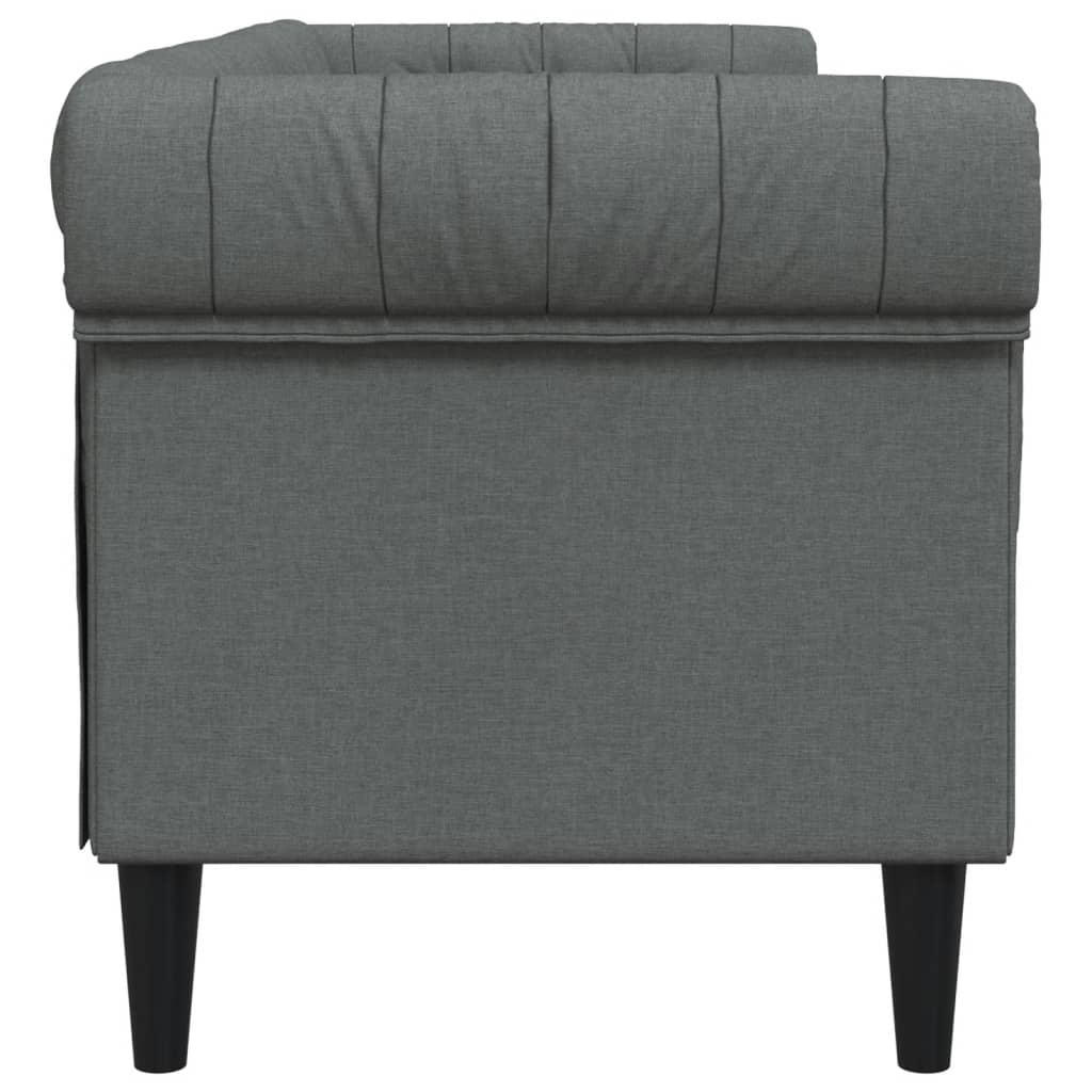 Chesterfield Sofa 3-Seater Dark Grey Fabric