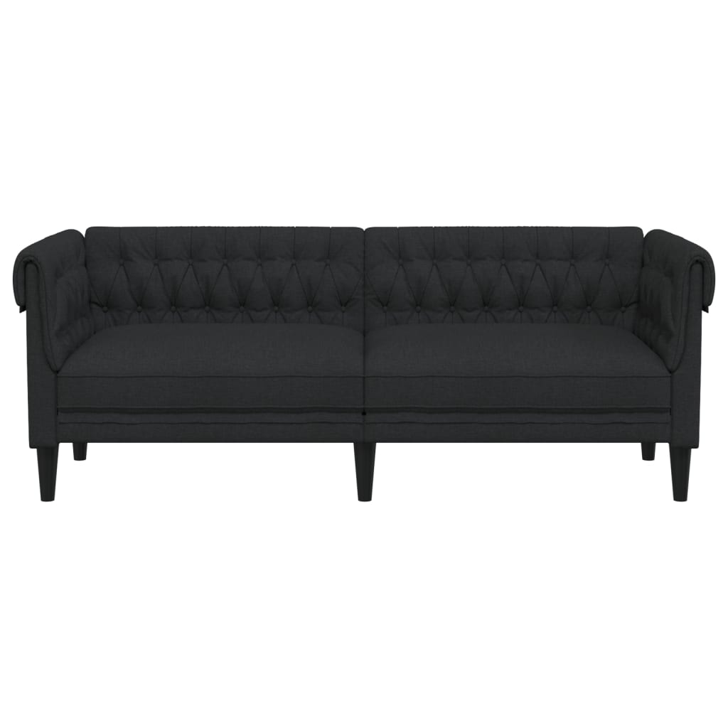 Chesterfield Sofa 3-Seater Black Fabric