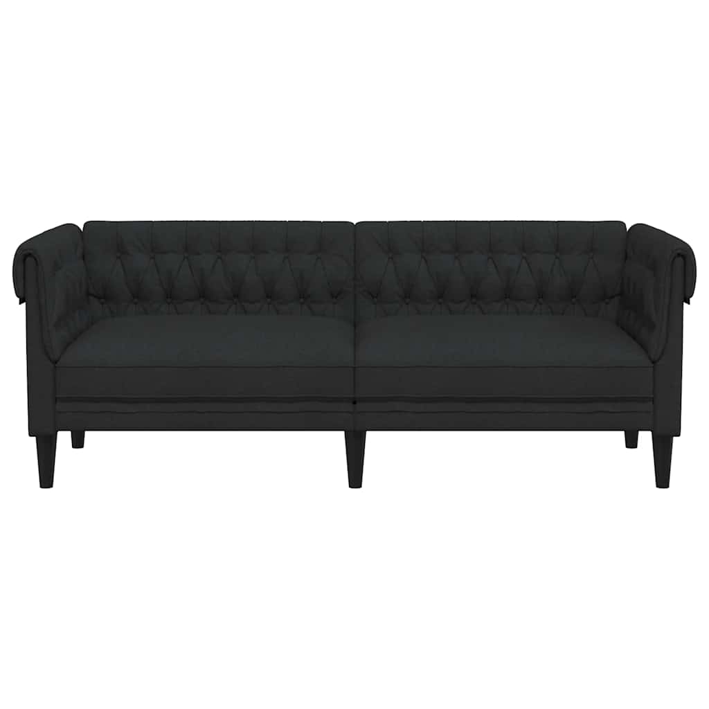 Chesterfield Sofa 3-Seater Black Fabric