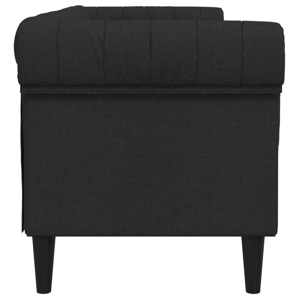 Chesterfield Sofa 3-Seater Black Fabric