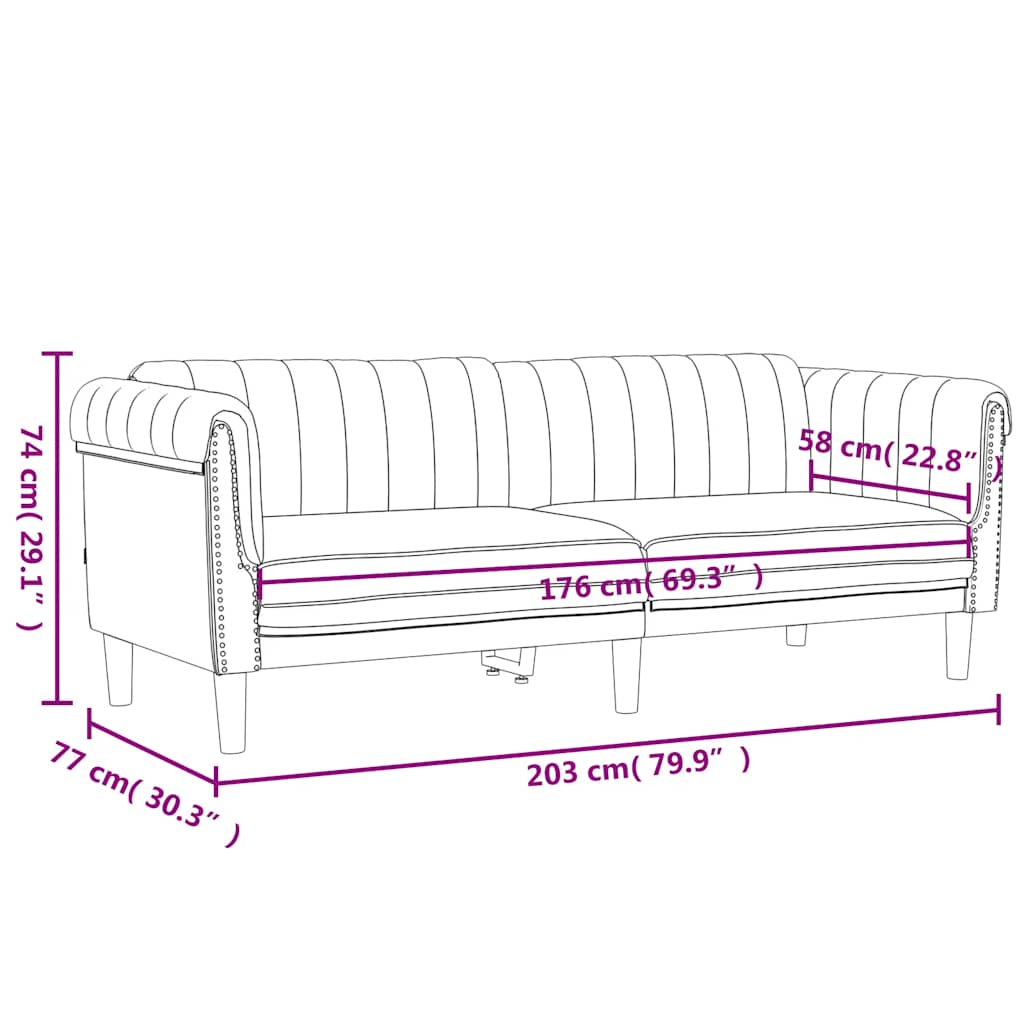 Sofa 3-Seater Dark Grey Velvet