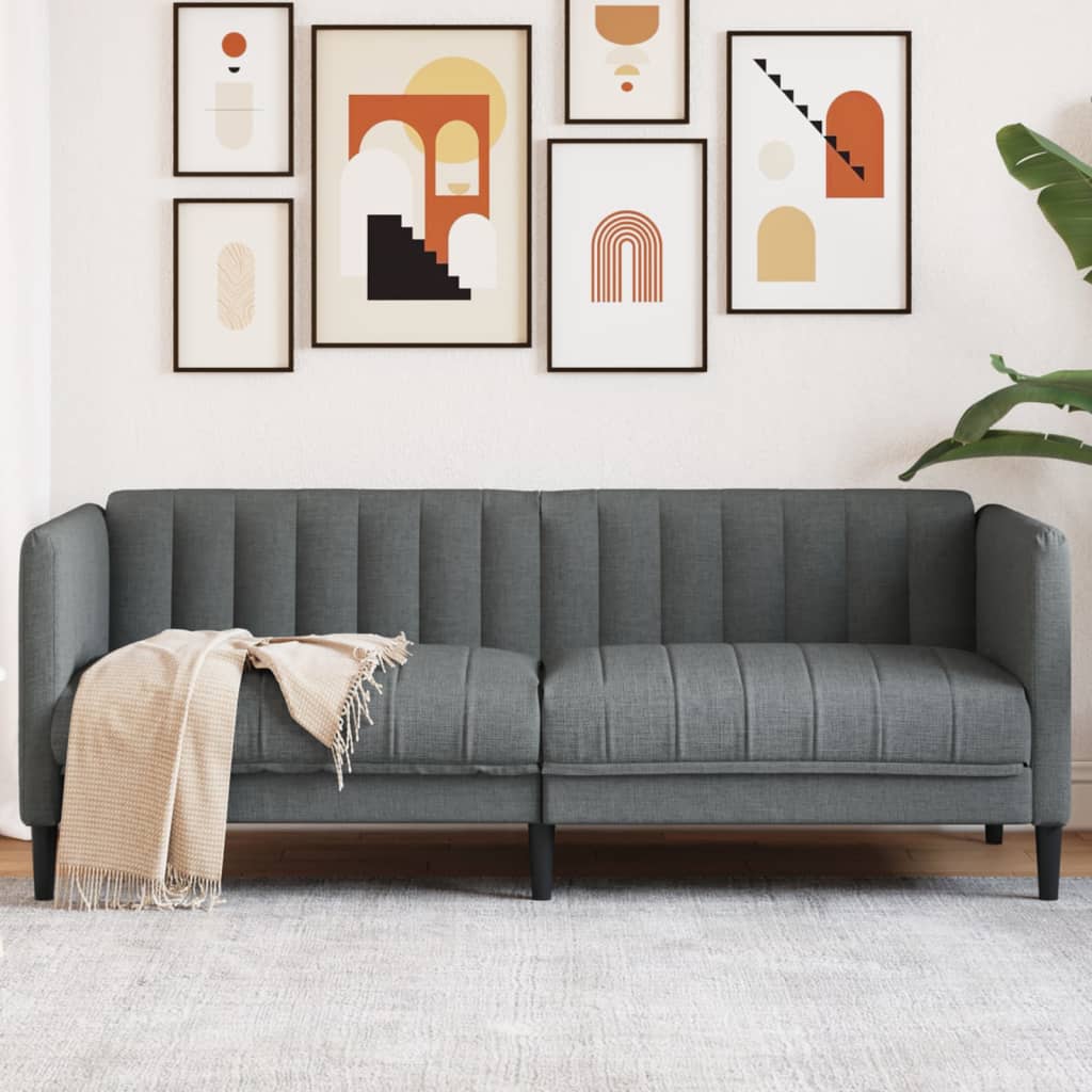 Sofa 2-Seater Dark Grey Fabric